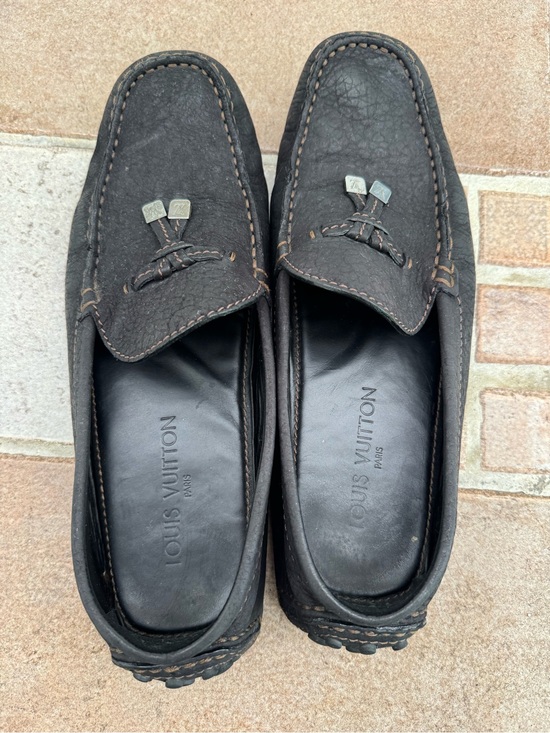 Louis Vuitton Men\'s Black Textured Leather Tassel Loafers main image 3